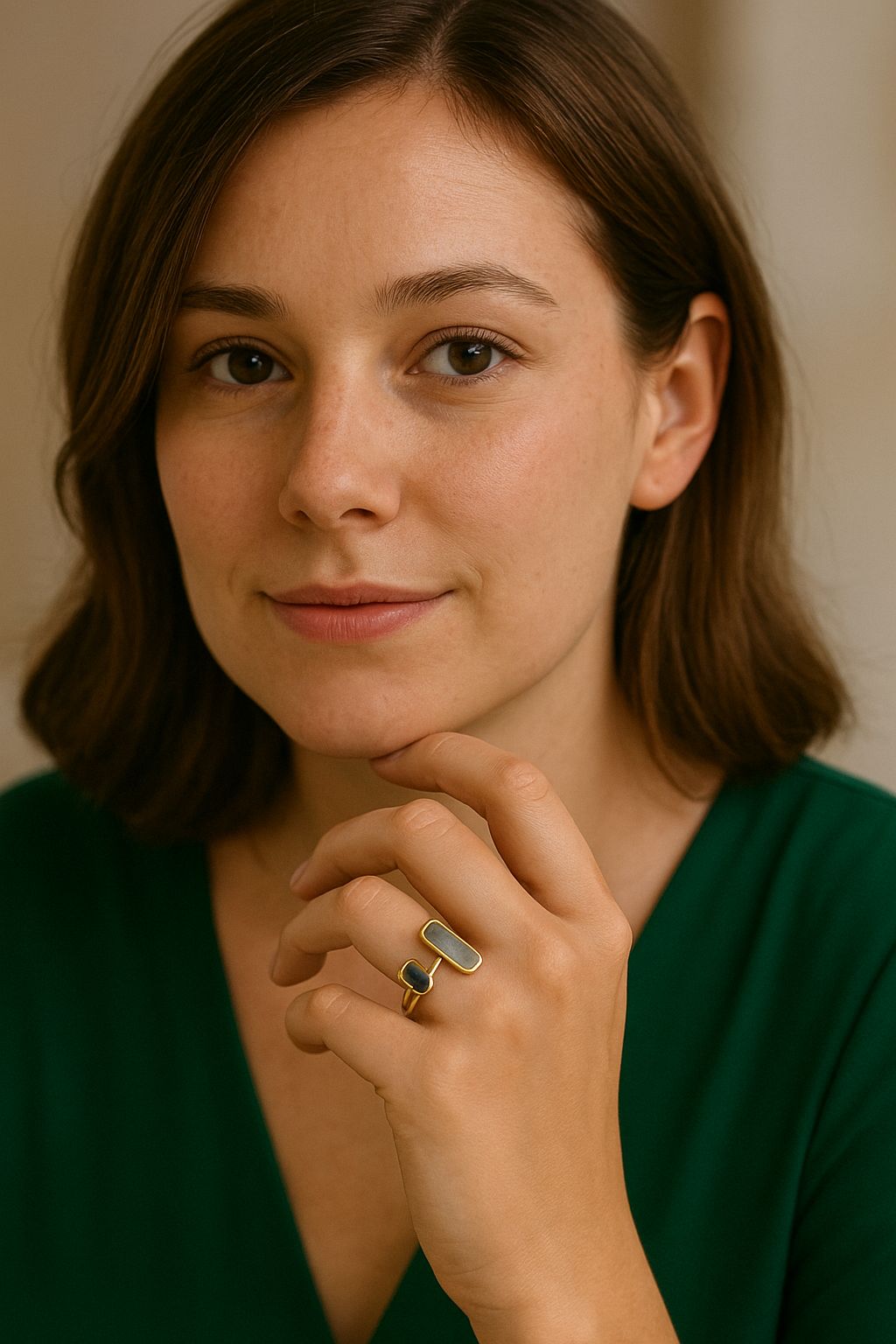 Anillo gris y azul autoajustable