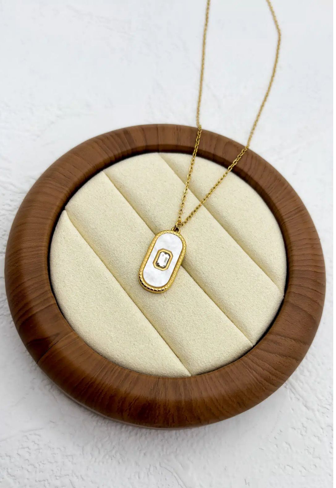 Collar hexagrama concha nacar con circonia