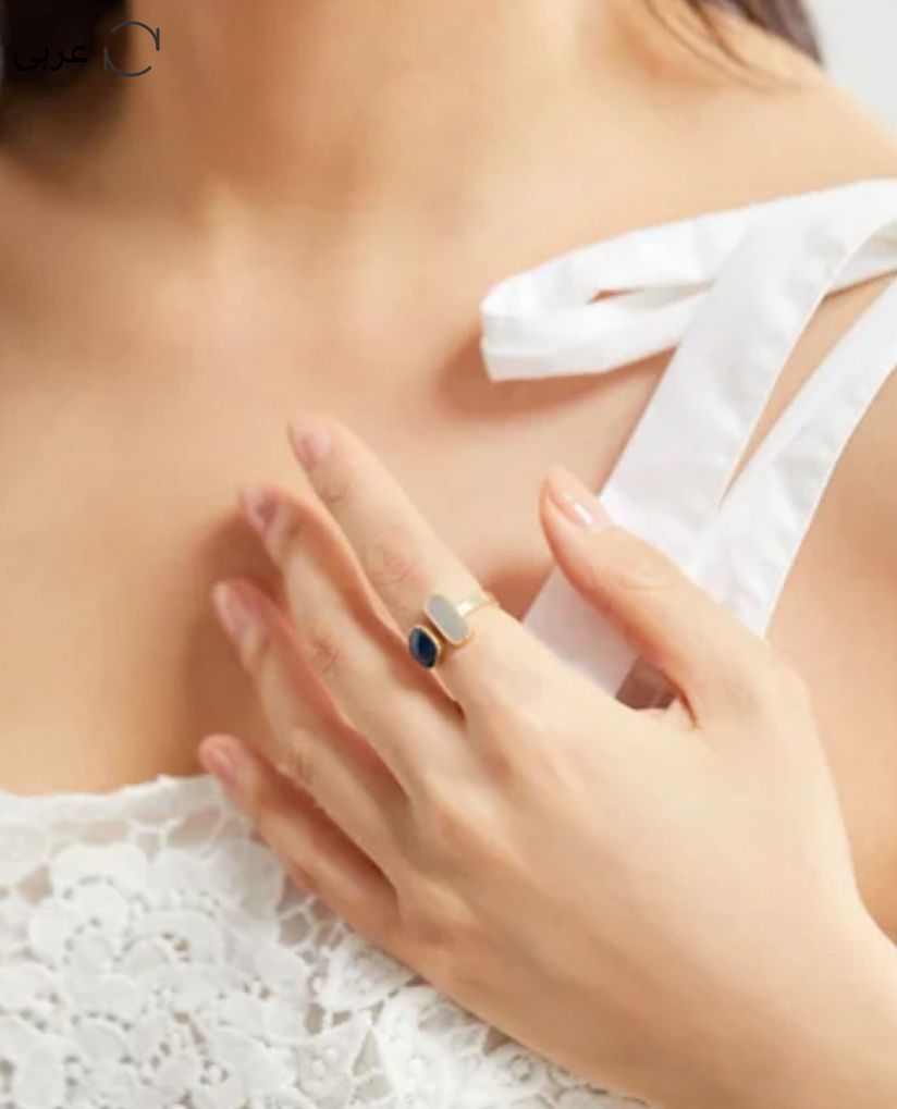 Anillo gris y azul autoajustable