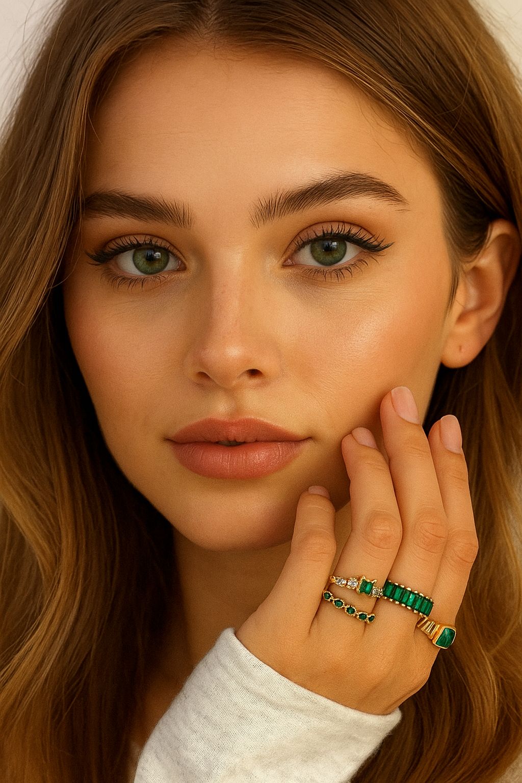 Anillos set 5 verde esmeralda autoajustable
