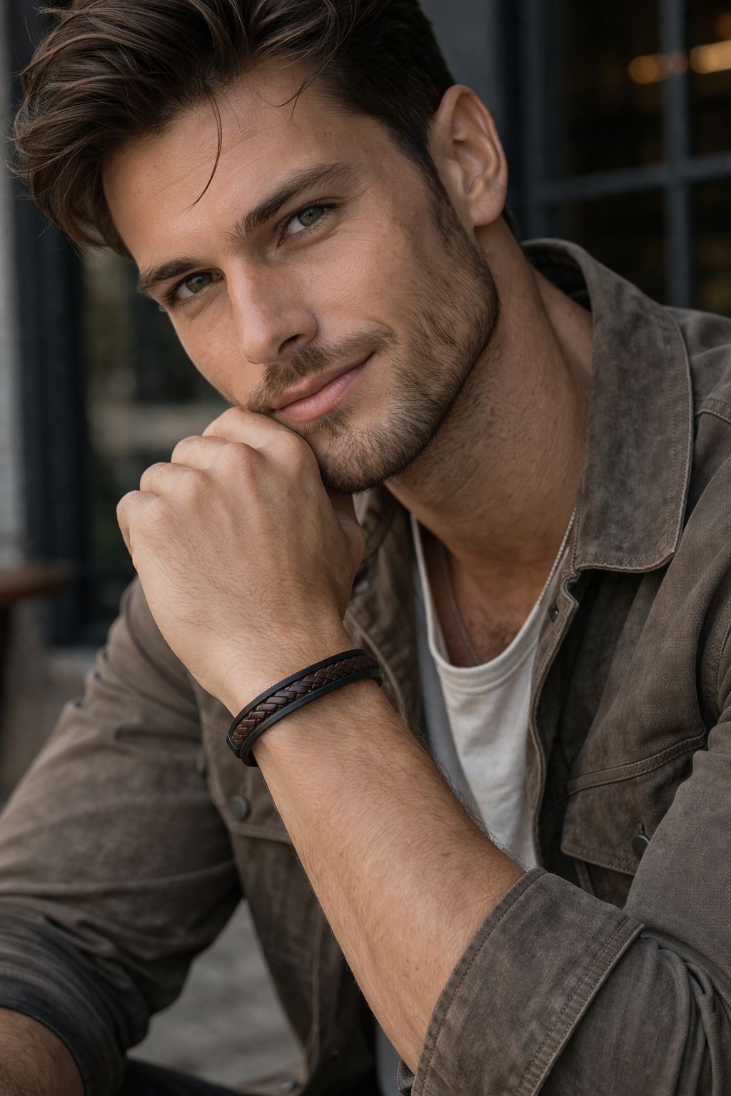 Pulsera de cuero piel para hombre