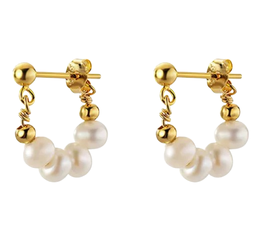 Aretes perlas hoops