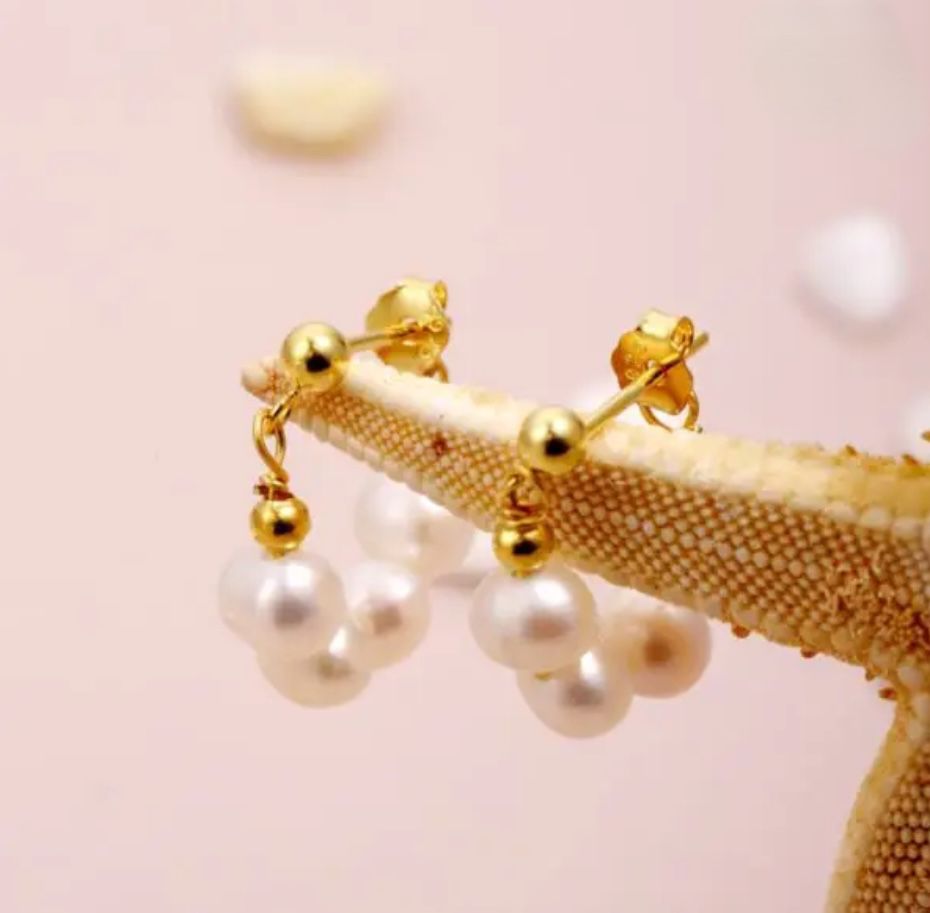Aretes perlas hoops