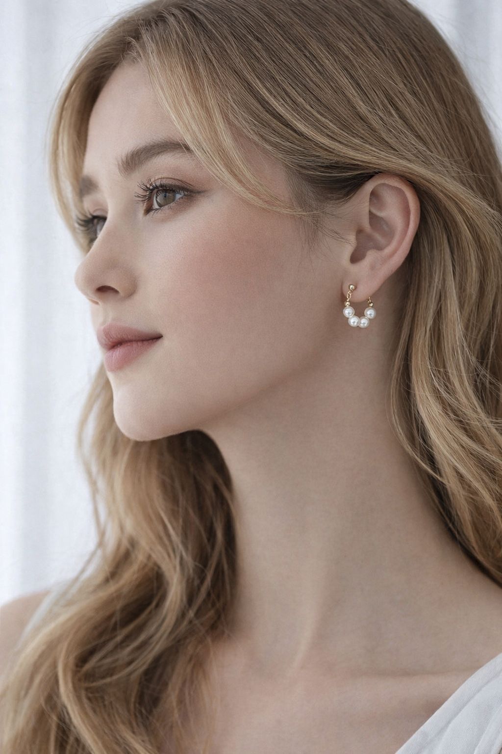 Aretes perlas hoops