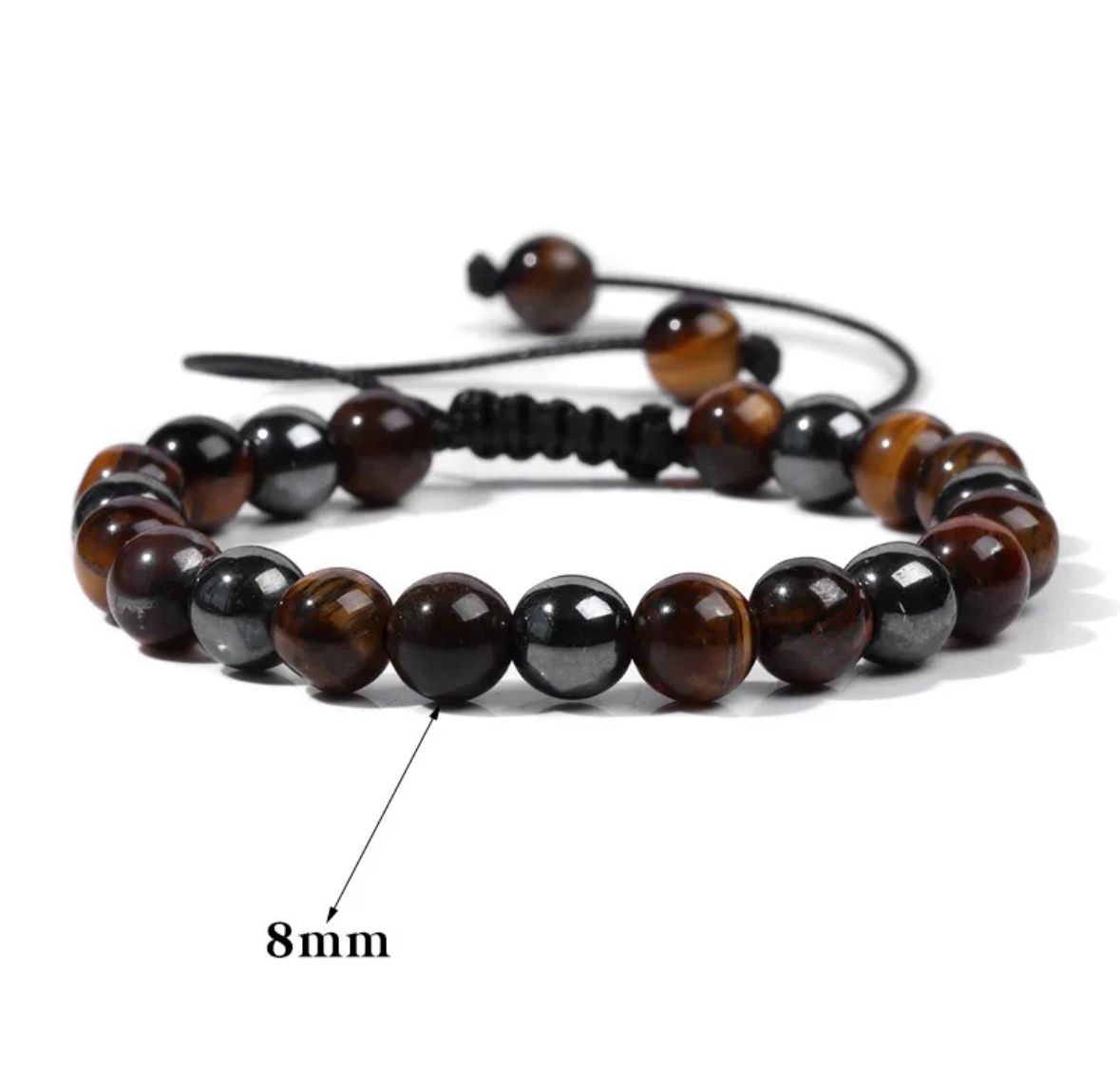 Pulsera fuerza piedra natural ojo tigre, hematita y obsidiana