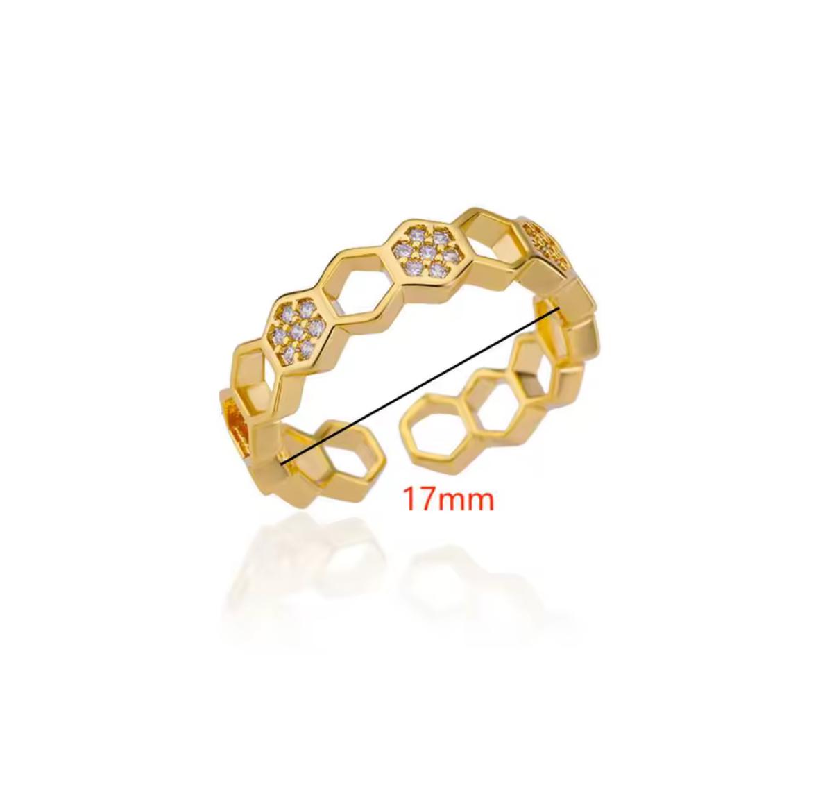 Anillo panal con circonia autoajustable