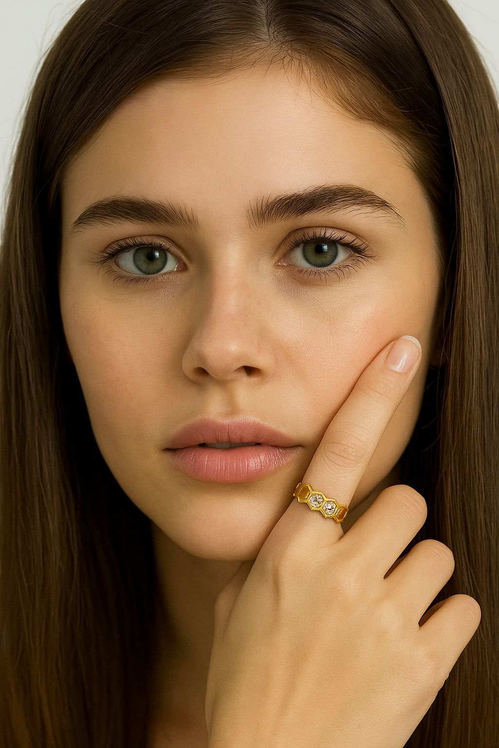 Anillo panal con circonia autoajustable