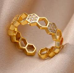 Anillo panal con circonia autoajustable