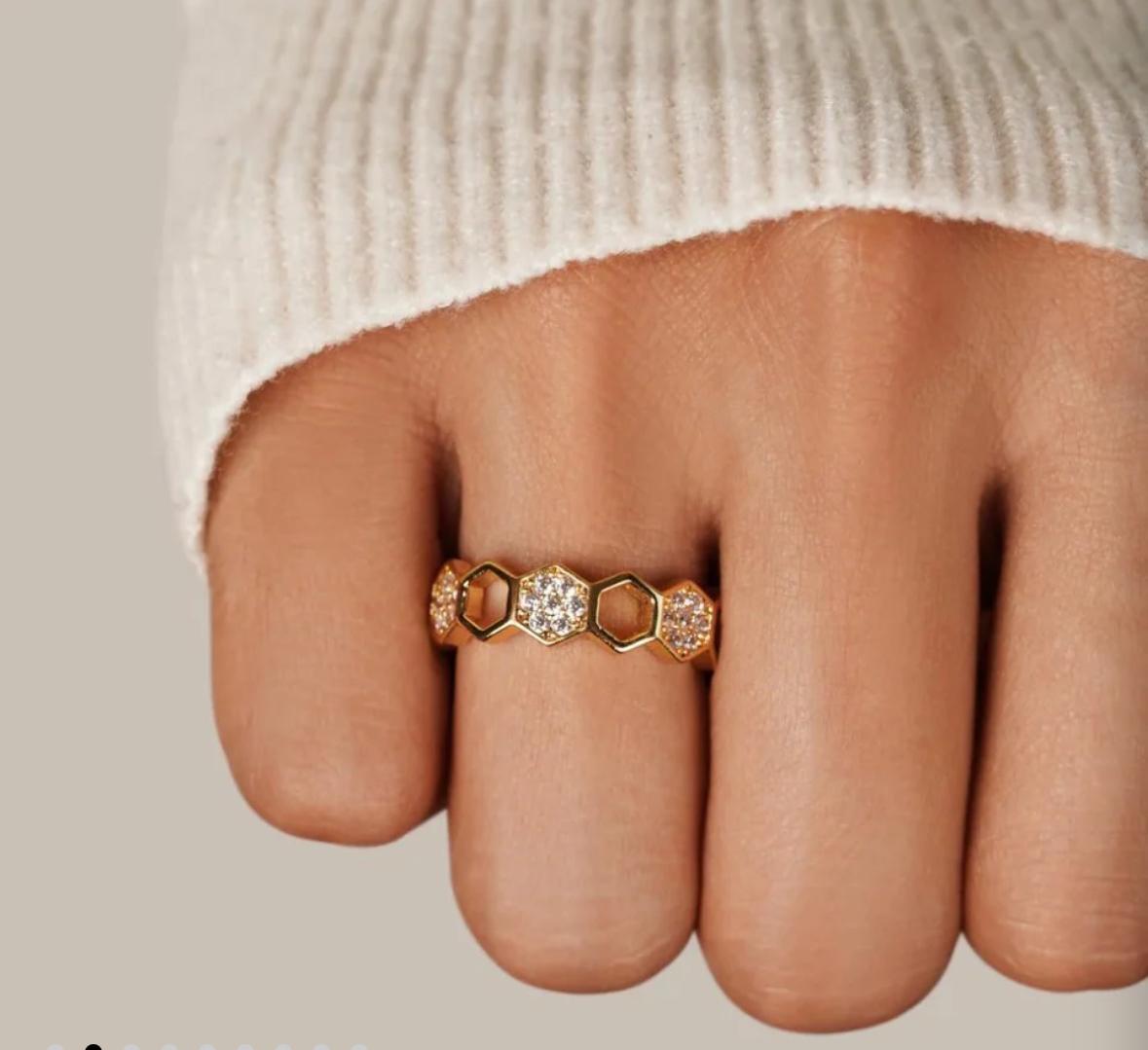 Anillo panal con circonia autoajustable