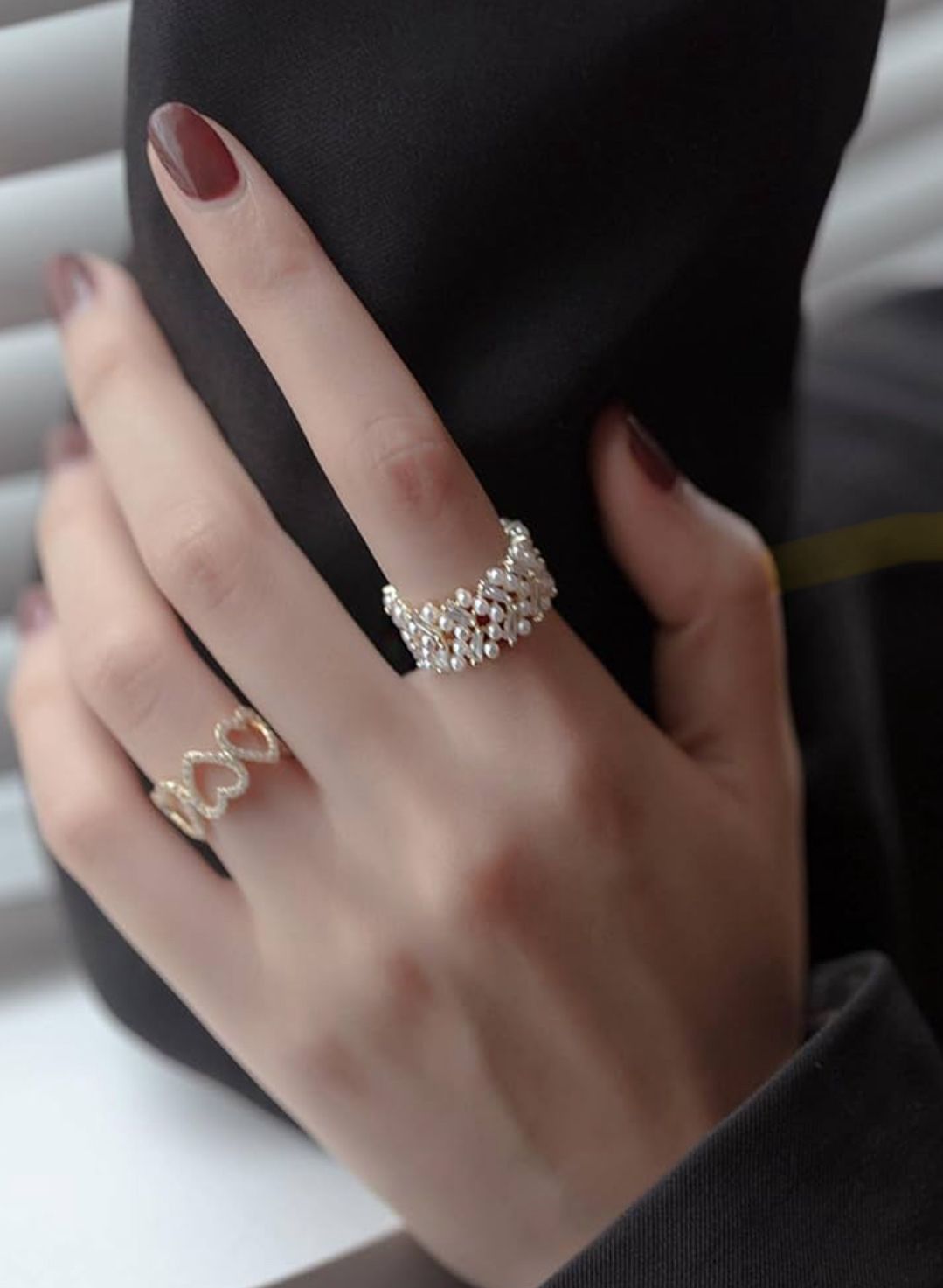 Anillo perlas con circonia autoajustable