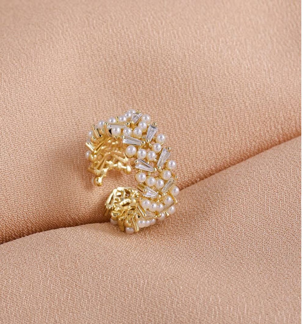 Anillo perlas con circonia autoajustable