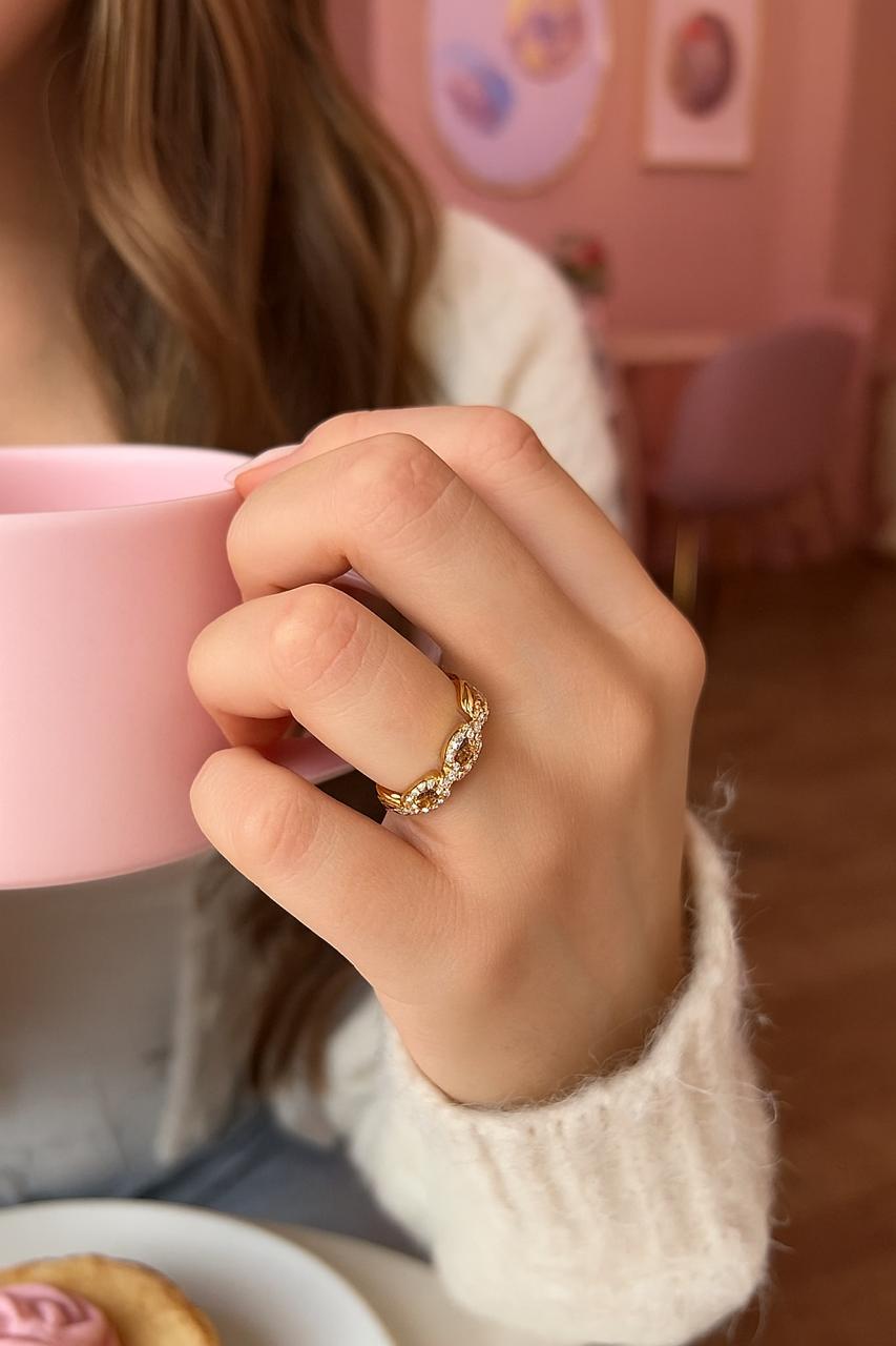 Anillo cadena con zirconia autoajustable