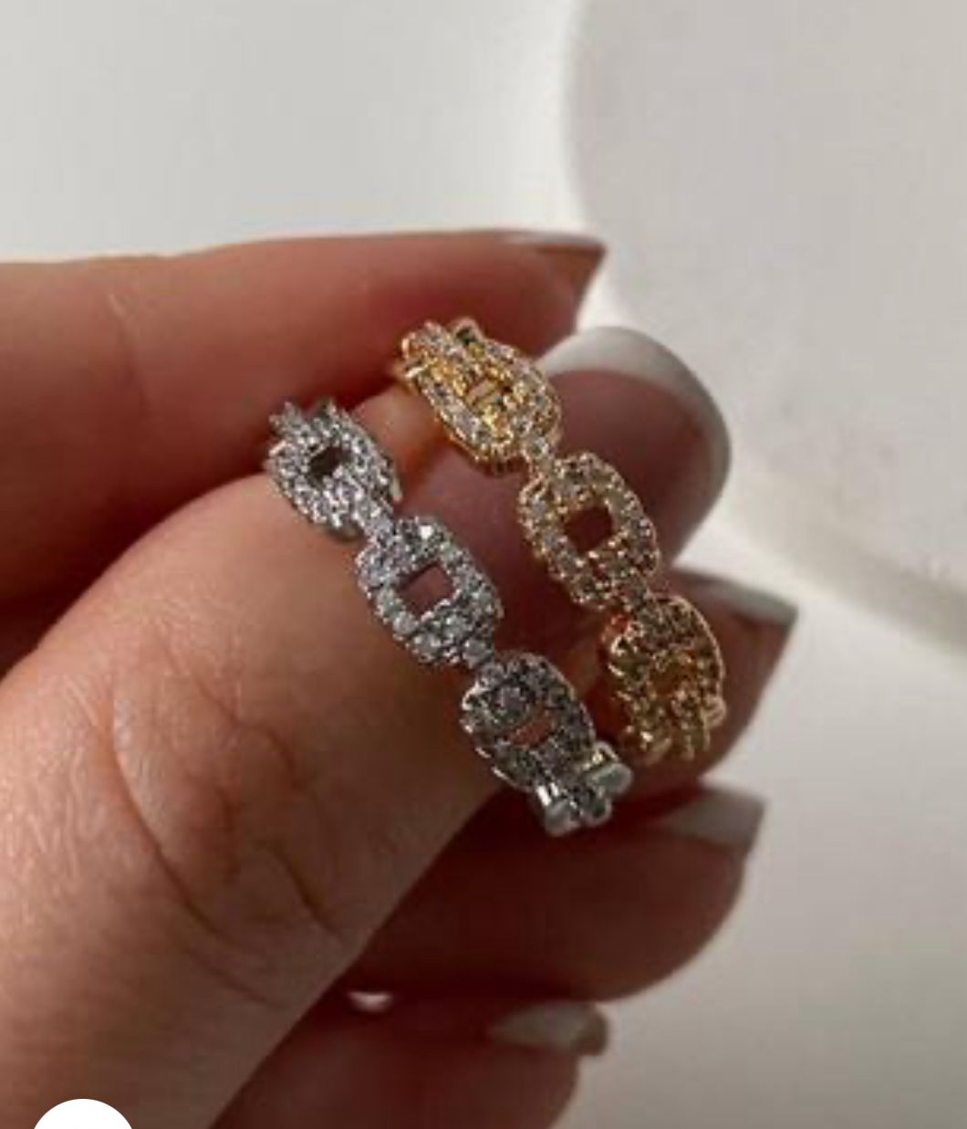 Anillo cadena con zirconia autoajustable