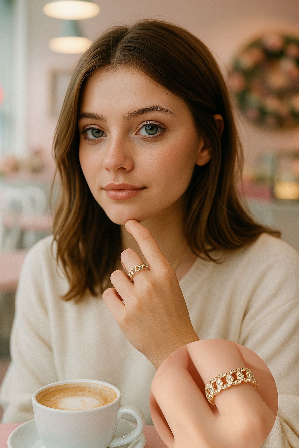 Anillo acabado engarzado con circonia autoajustable