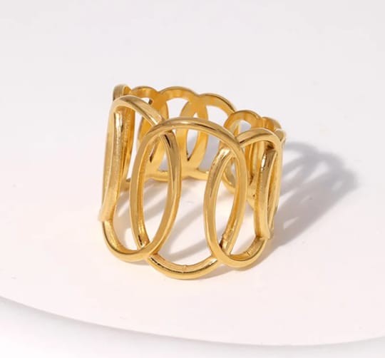 Anillo círculos ajustable chapa oro 18