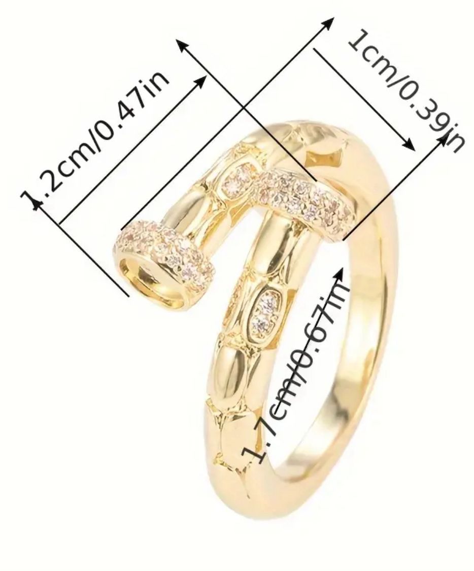 Anillo clavo con circonia autoajustable