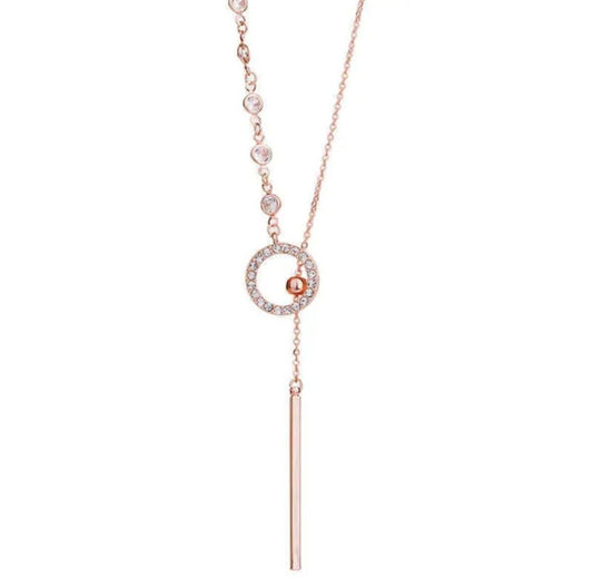 Collar corbatero chapa oro dije circonia círculo