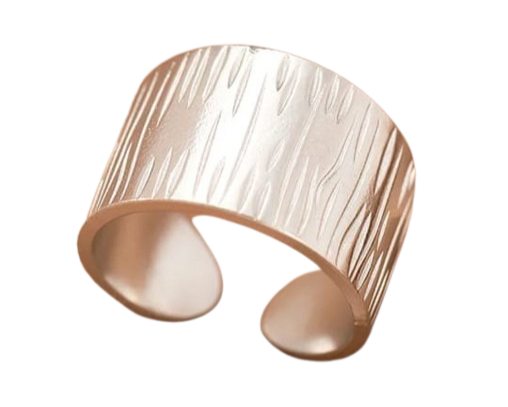 Anillo textura zebra plateado