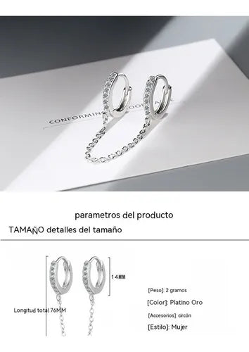 Arete aro circonita blanca