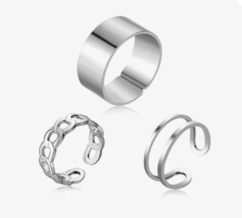 Set 3 anillos plateados bohemio