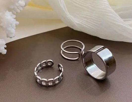 Set 3 anillos plateados bohemio