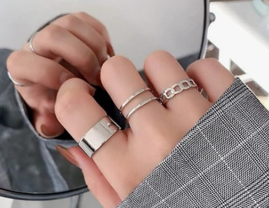 Set 3 anillos plateados bohemio
