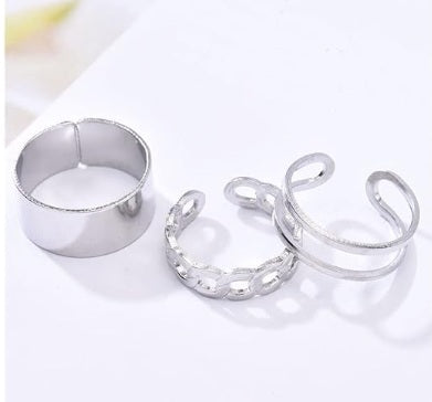 Set 3 anillos plateados bohemio