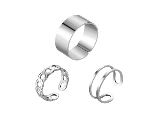 Set 3 anillos plateados bohemio