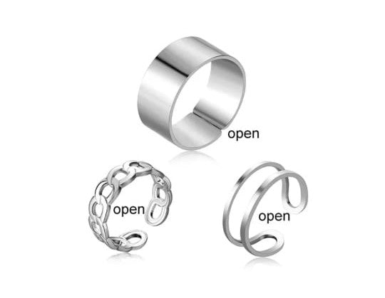 Set 3 anillos plateados bohemio