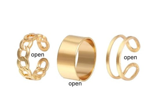 Set 3 anillos dorados bohemio
