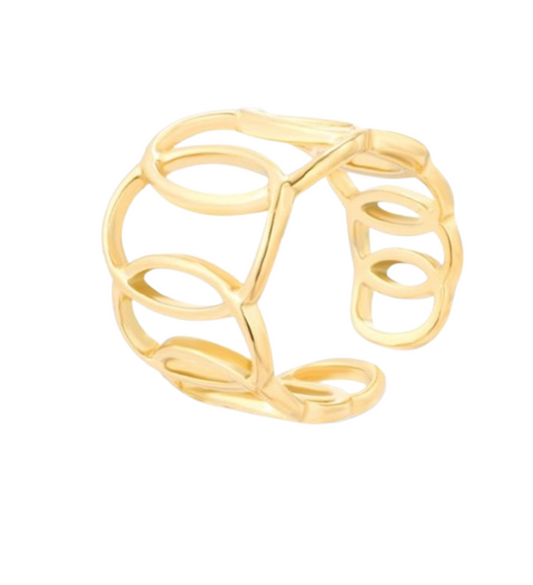 Anillo círculos ajustable chapa oro 18