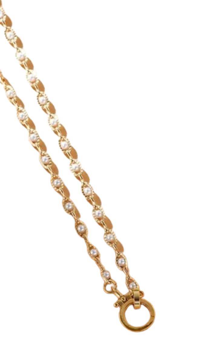 Collar perlas engarzadas broche dijes