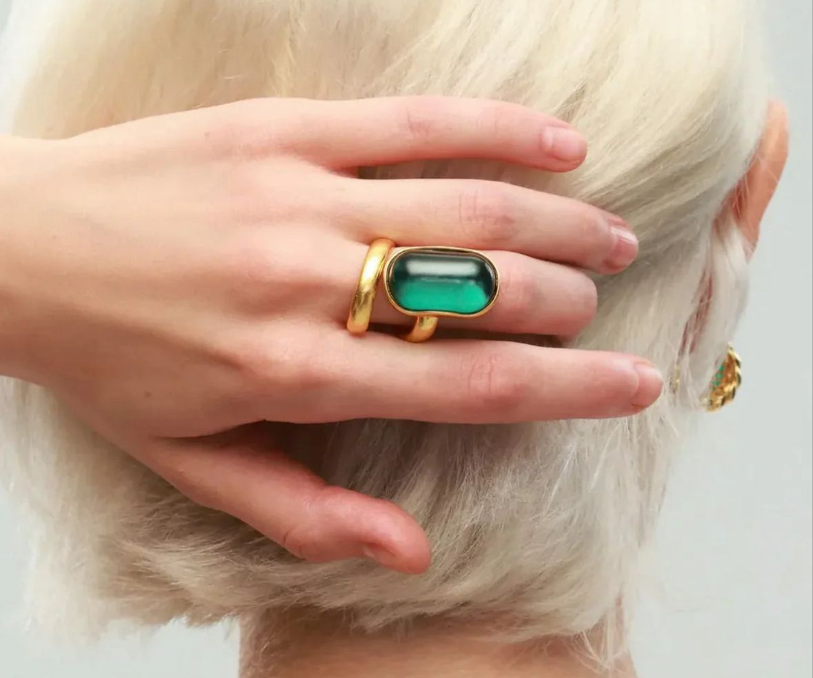 Anillo verde  esmeralda autoajustable