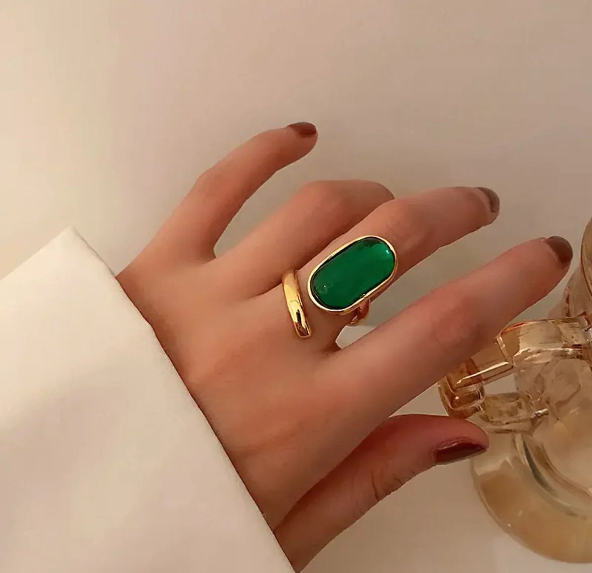 Anillo verde  esmeralda autoajustable