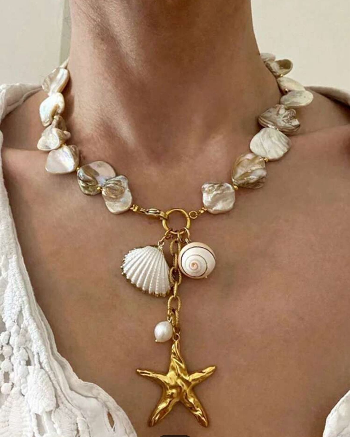 Collar concha natural y estrella mar