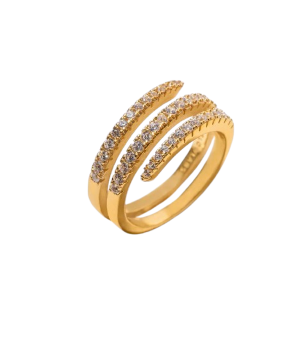 Anillo espiral con zirconia autoajustable