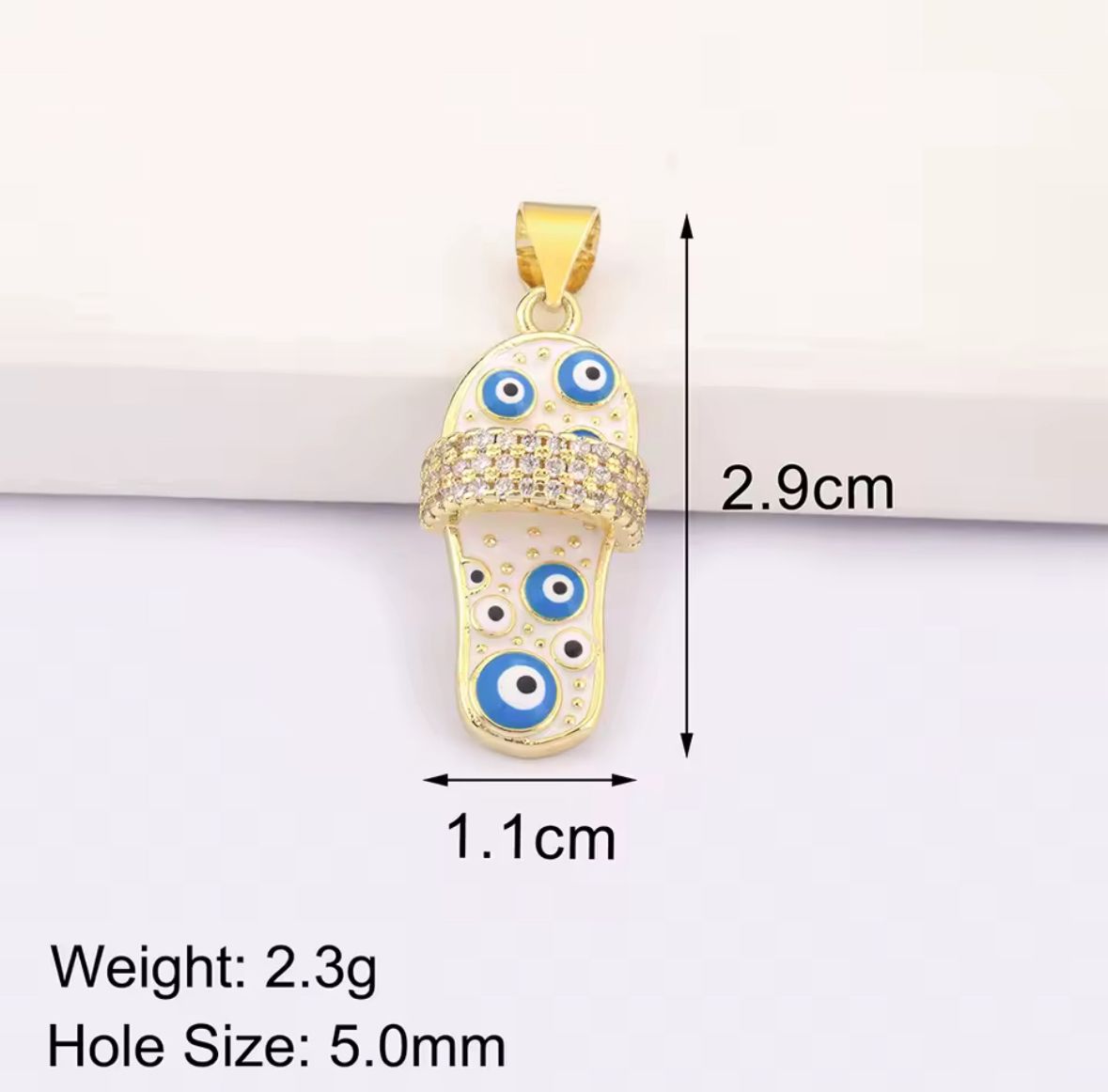 Collar sandal ojo turco rosa claro y azul