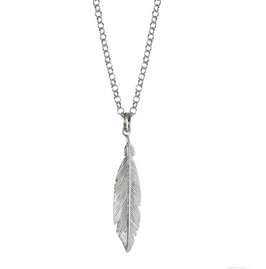 Collar pluma plateado