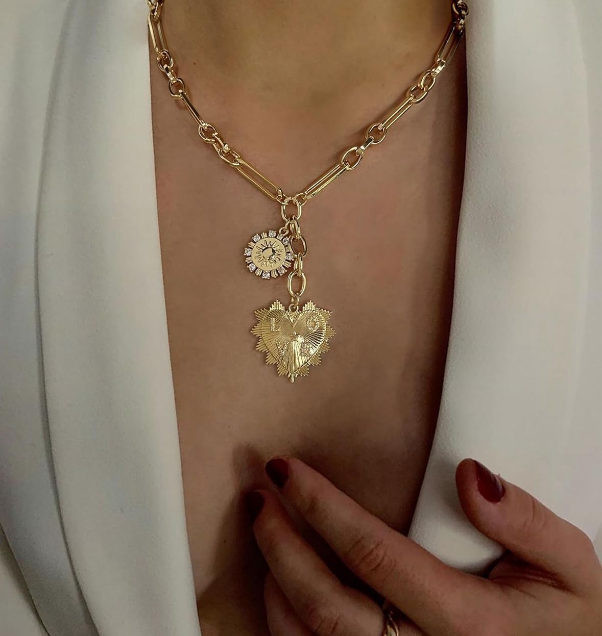 Collar tres dijes corazón