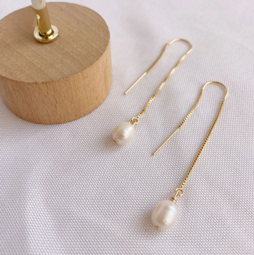 Aretes perla cultivada de río