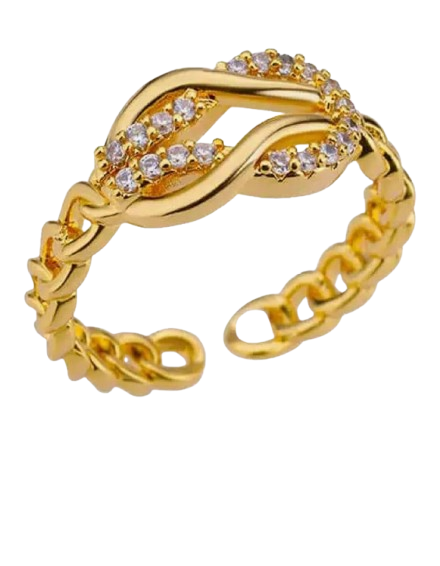 Anillo dorado  lazo zirconia