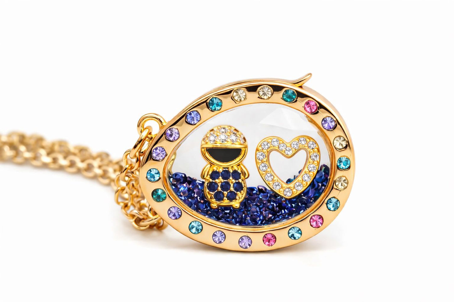 Collar locket con mini charm  y corazon