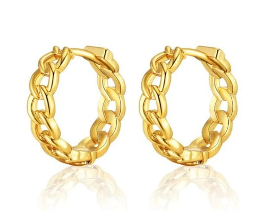 Arracada cadena chapa oro 18