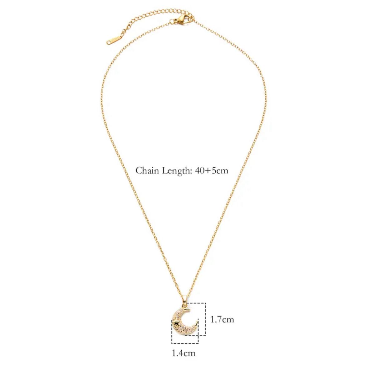Collar lucky dije luna circonita