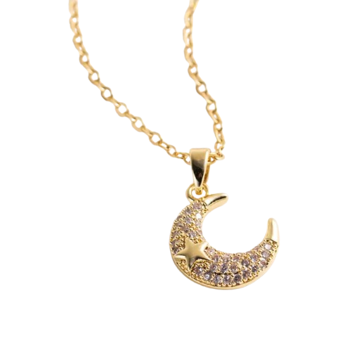 Collar lucky dije luna circonita