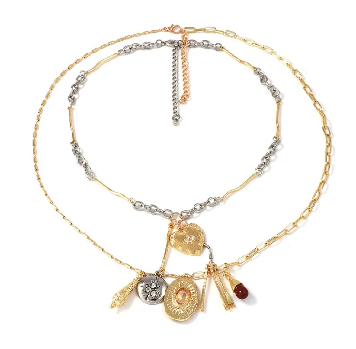 Collar 5 dijes zara doble layer