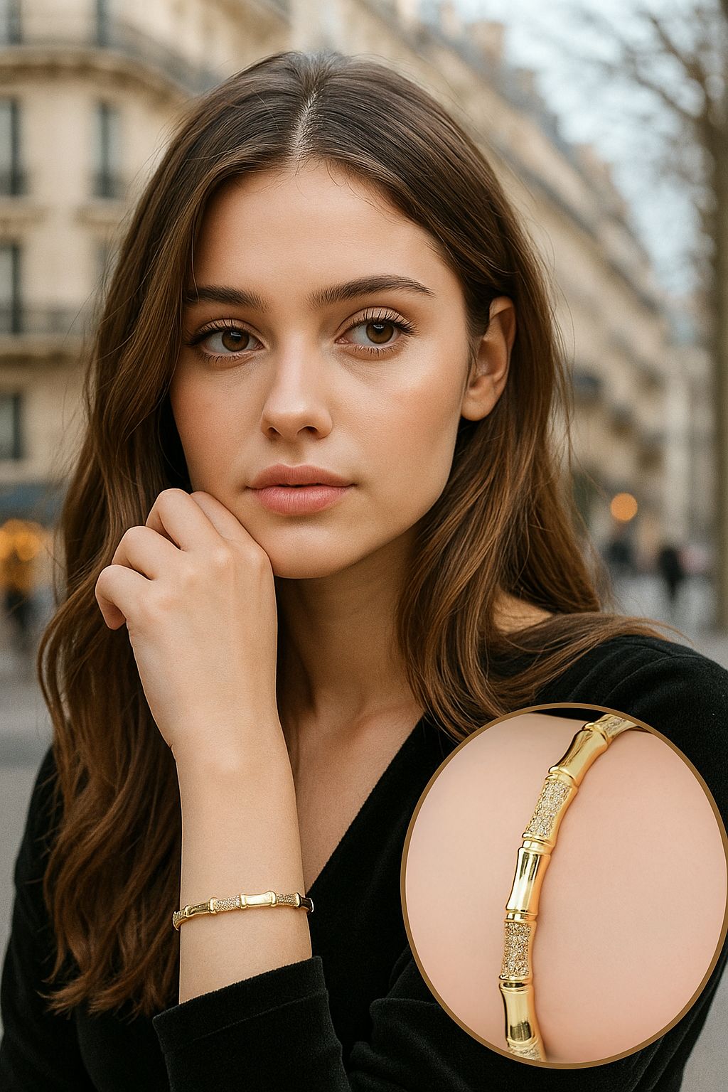 Pulsera bambú circonia