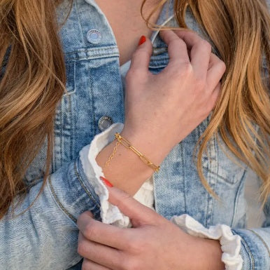 Pulsera eslabones chapa oro