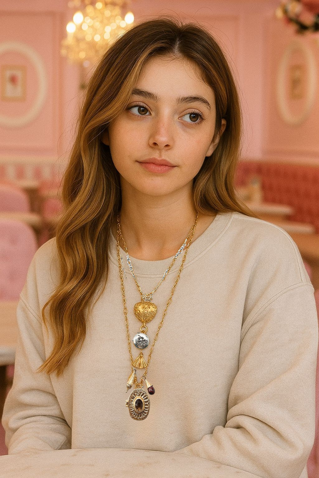 Collar 5 dijes zara doble layer