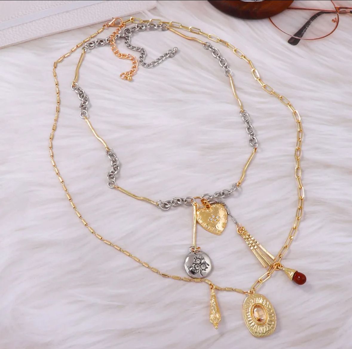 Collar 5 dijes zara doble layer